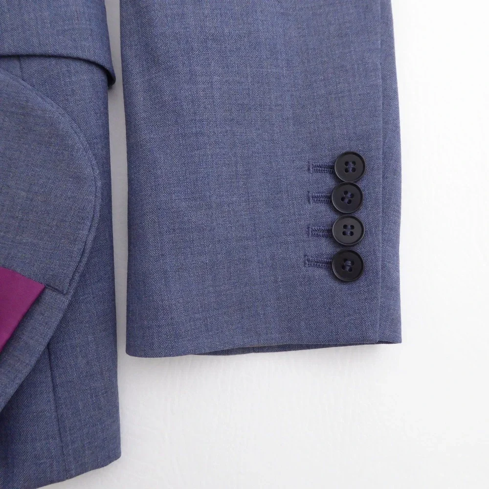 Charles Tyrwhitt Men Blazer Dew Blue Merino Wool 38R Extra Slim Fit